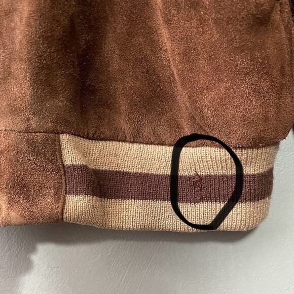 Vintage Brown Suede Leather Bomber Jacket Mens Size 42 Retro 70s 80s Coat Fur - Picture 14 of 14